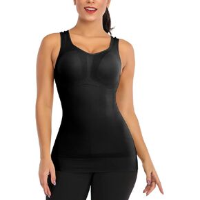 Women's Shapewear Camisoles With Built in Bra Tummy Control Padded Bra Seamless Compression Tank Tops