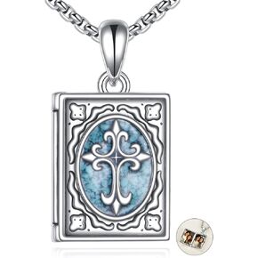 Tiger Rider Book Locket 925 Sterling Silver Necklace Locket Landant That Holder Pictures Home Gift for Women Christmas Tervane Birthday