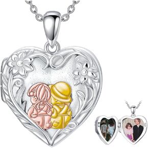 Dorunmo Mother Father Personalized Custom Locket Necklace 925 Sterling Silver Pictures Photo Keep Someone Near to You Letters Engraving Mother's Day Jewelry Gift for Women
