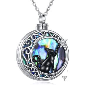 Cat Urn Necklace for Ashes Sterling Silver Black Cat Pendant Keepsake Memorial Cremation Jewelry for Women in Kuwait