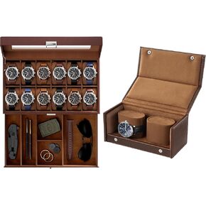 ProCase Watch Box Bundle with Travel Watch Case for Men & Women