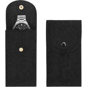 2PCS Watch Pouch ، Flannelette Watch Storage Bag Watch Watch Travel Watch Watch Organizer Bag للرجال والنساء (أسود)