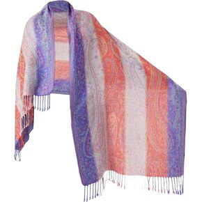 Women Paisley Pashmina Shawl Wrap Colorful Pattern Reversible Winter Scarf