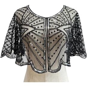 Specell 1920s Shawl Bridal Shawls Sequin Beaded Shawl And Wraps Bolero Flapper Cover Up For Evening Dresses Wedding Party Etc