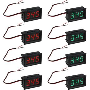 T Tulead 8 Pcs Mini DC Voltmeter 4.5V-30V Voltage Tester LED Display Panel Two-Wire DC Voltage Display Digital,Red, Blue