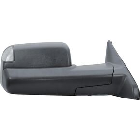 Passenger Right Side Door Towing Mirror Black Back Cover Power and Heated Glass with Turn Signal Light and Puddle Light Manual Folding and Temperature Sensor For Ram 1500 2500 3500 2009-2018