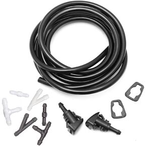 4805742AC طقم فوهات الغسالة من طراز 69-24 DODGE RAM 1500-5500 JEEP PATRIOT COMPASS تحل محل OEM # 4805742AB ، 5116079AA ممسحة رذاذ طائرة غسالة مع 3 أمتار من السوائل و 6 موصلات