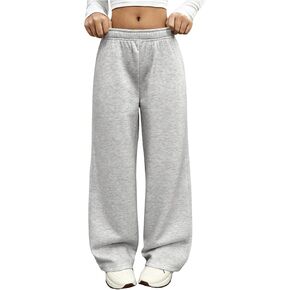 Girl's Wide Leg Sweatpants Thermal Elastic Low Waist Baggy Pants Joggers Track Pants Trousers
