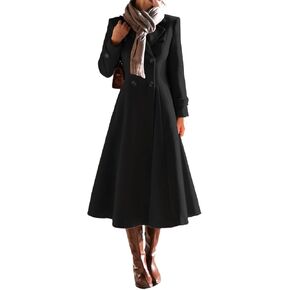 IDEALSANXUN Womens Long Wool Coat Fall Winter Double Breasted Trench Coat Peacoat Jackets