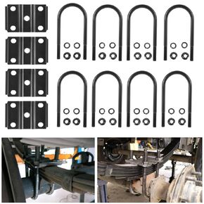 Trailer U Bolt Kit, 7 Inch Long U-Bolts, 3" Round Axle, 1/2" Diameter, 2" Thread Pitch, for 5,200-7,000 lb Trailer Axle, 20080, 2-Pack