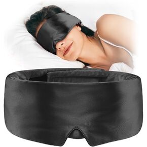 Umisleep Soft Sleep Mask, Blackout Eye Mask for Side Sleepers, Women Men Sleeping Mask, Anti-Wrinkle & Softer Than Real Mulberry Silk Eye Cover, Satin Blindfold with Adjustable Band, Pink