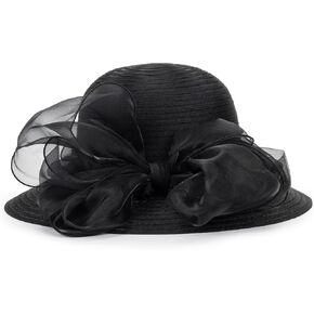 Women Organza Kentucky-Chunch-Derby Sun-Hat Bowler Fascinator-Tea-Party Hat for Spring Summer