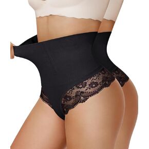 Nebility 2 Pack Tummy Control shapewear for Women Thong Underwear Panties Seamless Briefs Comfortable Stomach Butt Shaper