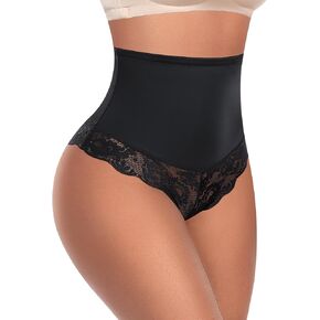 Tummy Control Thong Shapewear for Women Mid High Waist Shaper Panties Girdle Lace Shaping Thong Underwear