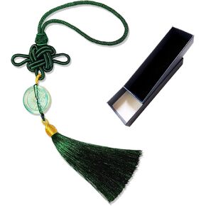 Tassels, Feng Shui Coin, Crystal Coin with Chinese Knot String, Combining Traditional Chinese Knot with Modern Crystal Energy ， Wealth, Good Luck, and Success -1 Pack (Green)