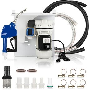 AC 110V-120V DEF Transfer Pump Kit. 400W, 10.6 GPM (40 LPM), 23 PSI DEF Pump Kit Compatible with U.S. Plug. Includes Urea Gun, K24 Flowmeter & Accessories（White）