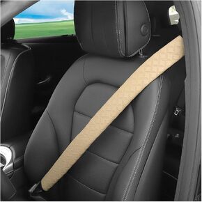 2PCS Extra Long Car Seatbelt Cover, Soft Leather Vehicle Safety Seat Belt Strap Cushion, Comfortable Auto Shoulder Neck Chest Protection Pads Accessories, Universal for Most Cars (Beige)