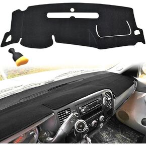 Dash Cover Compatible with Chevy Silverado 1500 2500 3500 HD LT/WT/LS/ 2007-2013, Dashboard Cover Fits GMC Sierra SL/SLE/WT 2007-2013 with Two Glove Boxes, Dashboard Mat Premium Carpet (Black)