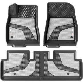 Coverado Floor Mats FrontPair, Cargo Liners Compatible with Tesla Model Y 2024 2023 2022 2021 2020, All Weather TPE Cargo Liner Floor Liners, Trunk Floor Mat BlackGray Two-Tone(2pcs)