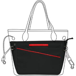 Lckaey Nylon Purse Organizer for neverfull Tote Handbag insert Organizers for longchamp and goyard tote insert 3096Red-M