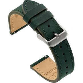 BANDMARK LEATHY WATCH BAND - Crazy Horse Leather Watch Straps للرجال والنساء - مشبك الفولاذ المقاوم للصدأ وبارات الربيع السريعة - اختيار اللون - 18 مم ، 20 مم ، أو 22 مم