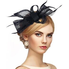 Victoria Tea Party Hat - 2025 Bow Derby Attire Hats with Hairpin,1920s 50s Feather Fascinators for Women