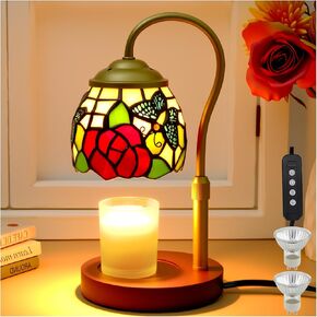 Candle Warmer Lamp with Timer Dimmer, Butterfly Tiffany Stained Glass Candle Lamp Warmer, Wax Melt Warmer with 2 Bulbs for Small Jar Candles Birthday Gifts for Women Mom Female Friend Home Decor