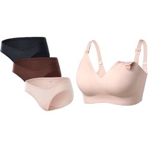 Momcozy Seamless Nursing Bras Medium and Under The Bump Maternity Underwear One Size