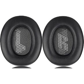وسائد أذن بديلة JBL E65 لسماعات JBL E65 (E65BT E65BTNC)/Live 650 (650NC 650BTNC)/Live 660 (660NC 660BTNC)/Duet NC فوق الأذن، وسائد الأذن مع جلد أكثر نعومة (أسود)