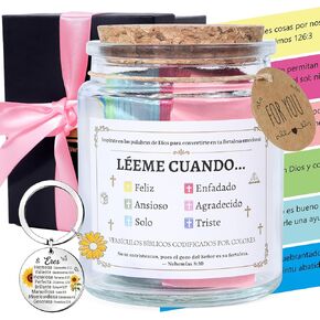 Spanish Bible Verse Jar - Read Me When Bible Verses Jar, Frasco de Versículos Bíblicos en Español, Léeme Cuando Tarro de Versículos Bíblicos en Español (90pcs), Regalos Cristianos para Mujer