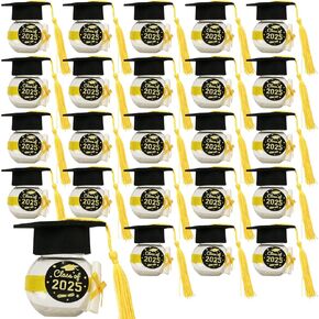 24 مجموعة ميني التخرج CAP CANDY JARS BOXES FAVORS التخرج الحفلات تفضل حاويات شوكولاتة العلكة فئة من 2025 هدايا حفلات المدرسة الثانوية لحفل حفل التخرج المدرسي