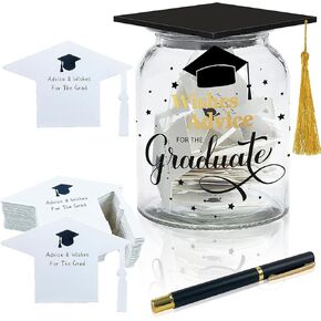 62 Pcs Graduation Memory Jar Set Class of 2025 Graduation Mason Memory Jar with 60 Wishes Advice Cards and Pen Words of Wisdom Jar for Graduate Grad Party Favors for College Senior School Gift