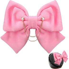 Motorcycle Helmet Bow for Women Girl, Pink Fabric Bow for Helmet, Cute Large Fashion Bow Hair Patches Helmet Accessories Decorations para Cascos De Motos Accesorios Fitted for Ski Bike