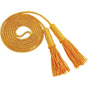 Mayjoydiy 108in Gold Wold Word Tassel لعرض سارية العلم الداخلي سلك مزيج مزيج من الحبل مع شرابات الحبل الحرير الحرير للستائر للستائر Drape Tiebacks Home Decor