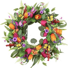 Sggvecsy Fall Wreath 20’’ Autumn Front Door Wreath Harvest Wreath with Colorful Foam Leaves Eucalyptus Berries Small Pumpkins Grain for Outside Indoor Home Wall Festival Thanksgiving Farmhouse Decor