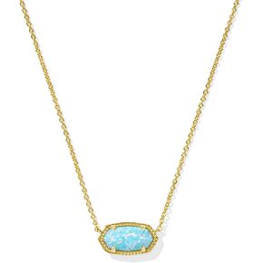 Kendra Scott Elisa Pendant Necklace for Women, Fashion Jewelry, Gold-Plated Brass, Light Teal Kyocera Opal