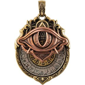 COPPERTIST.WU Tarot Vision Pendant - All-Seeing Eye Necklace, Tarot Card Symbol Pendant, Mystic Divination Jewelry, Spiritual Guidance, Fate Insights, Smooth Rotation (Brass & Copper & White Bronze)
