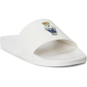 POLO RALPH LAUREN, Men's, Polo Bear Slide, Heritage Bear - Deckwash White, 9, Medium