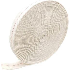 5/8" Inch Lamp Wick or Lantern Wick -Flat Cotton Oil Wicks for Hurricane Lamp or Kerosene Based Lanterns and Candle Burners，Red Stitch 33ft/ Roll