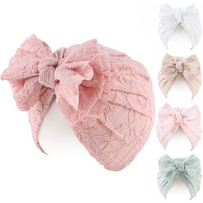 Peecabe Cotton Newborn Baby Girl Hospital Hat Infant Caps Bow Baby Beanie Hats for Girls Spring Summer 0-36 Months in Kuwait