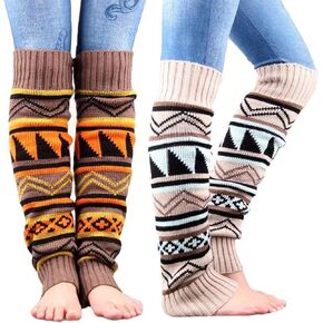 Knitted Leg Warmer for Women, 2 Pairs Knit Boot Socks Stocking Footless Yoga