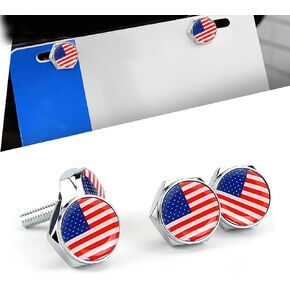 4 PCS مسامير لوحة ترخيص ، براغي لوحة رخصة العلم الأمريكية مجموعة ديكور ، USA Flag Licens Plate Caps ، السحابات لوحة ترخيص Rustproof لمعظم السيارات (أسود وملون)