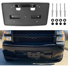 Compatible with Chevy Silverado 1500 Front License Plate Bracket W/Screws 2014-2015,Front Bumper License Plate Bracket Holder Replacement for 22763523 GM1068155,Black