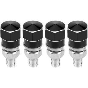 KIMISS Black License Plate Screws, Motorcycle, 4pcs Universal Thread Frame Bolts, 4Pcs Nuts, Motorcycle Plate Bolts