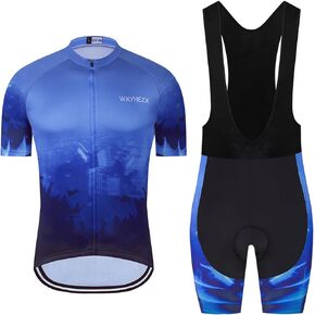 Men's Cycling Jersey Set Road Bike Shorts Sleeves Jersey Zipper Pokcet Bib Shorts with 20D Gel Pad Biking Clothing Sets