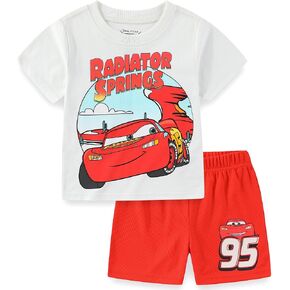 Disney Cars Lightning McQueen Boys 2 Piece Short Sleeve T-Shirt and Shorts Set for Toddlers