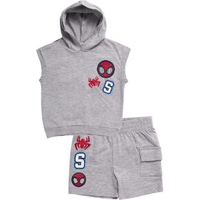 Marvel Spider-Man Hooded Tank and Shorts Set, Boys 2 Piece Summer Clothes for Toddlers