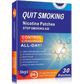 Nicotine Patches to Help Quit Smoking (Step1), 30 Patches, Help to Quit Smoking, Provides Nicotine Transdermal System in 24 Hours Per Patch