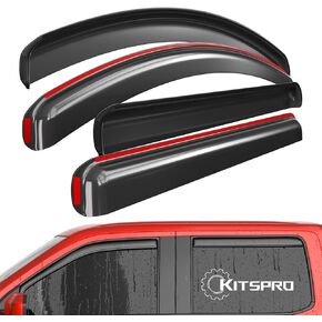 حراس Kitspro الجانبي للنافذة الجانبية في 2017-2024 Ford F-250 F-350 Super Duty ، 2015-2020 Ford F-150 ، Gloss Black Window Deplectors Vensors ، مجموعة من 4 (فقط تناسب كابينة Supercrew Crew).