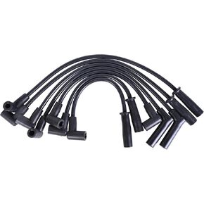 RLP Silicone Spark Plug Wires Set Blue 8.0mm Compatible with Jeep 91-99 Cherokee 91-92 Comanche 93-98 Grand Cherokee 91-99 Wrangler L6 4.0L Replace 56041856AA - Pack of 7